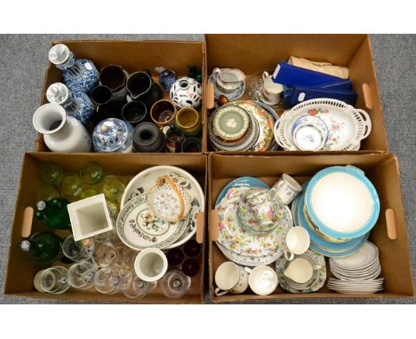 A large quantity including a Meissen plate; a pair of Delftware vases; Portmeirion pottery; Royal Albert ''Lady-Gay'' chintz 