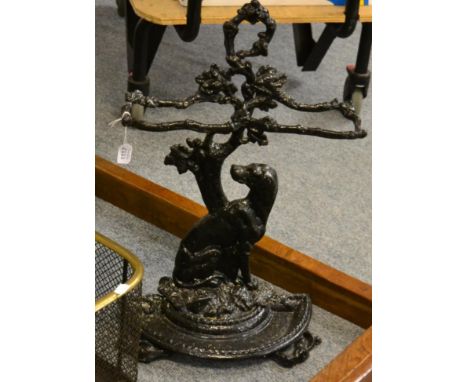 A Victorian cast iron stick stand, black painted, 70cm in height