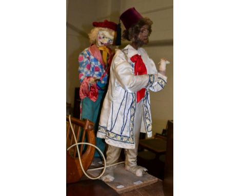 Two electric automaton models one of a monkey and one of a clown