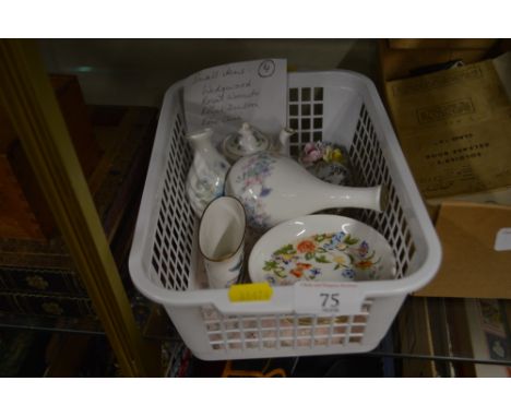 A basket of small china items to include Wedgwood; Royal Worcester and Royal Doulton