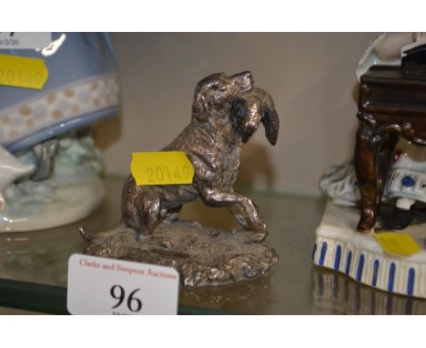 A small sterling silver model of hunting dog
