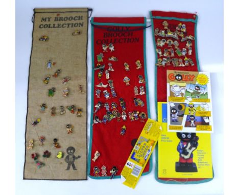 Robertson's Golly ephemera 
To include four original enamel pin badges decorated with fruit, eighty five later badges, collec