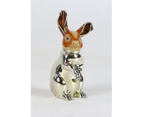 A modern 925 silver and enamel hare
Modelled as a hare standing, impressed marks to base, height 9cm. (illustrated)

