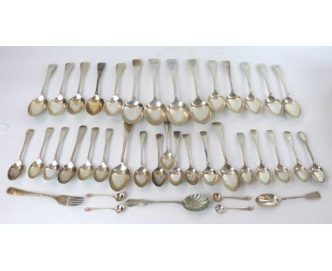 Thirty-nine piece of hallmarked silver flatware
To include four serving spoons, seven dessert spoons, teaspoons, salt spoons,