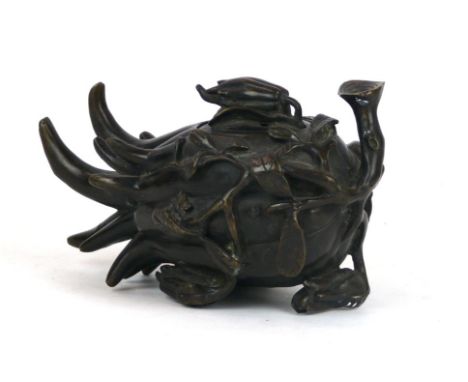 A Chinese cast alloy 'Buddha's hand Finger Citron' censer Typical cast in the form of the fruit borne on leafy stems, applied