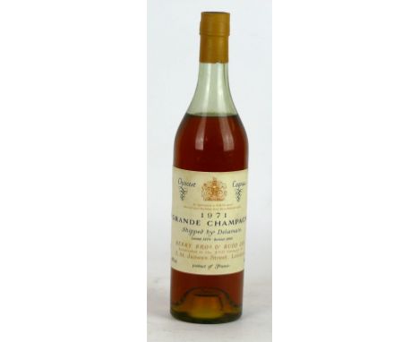 1 bottle Delamain Grande Champagne Cognac (Berry Bros) Vintage 1971 
(Landed 1974 - bottled 1980) 
