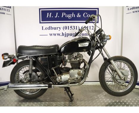 Triumph TR6R motorcycle. 1972. 650ccFrame No. TR6R NG38229Engine No. TR6R NG38229Part of a deceased estate. Engine turns over