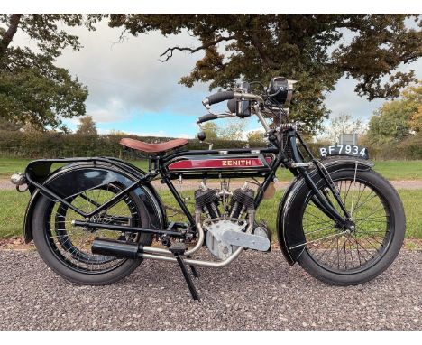 Zenith Sporting Model C motorcycle. 1920. 654ccFrame No. 6397Engine No. H53741Runs and rides. Comes with a dating letter from