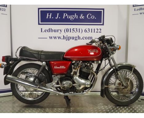 Norton 850 Commando motorcycle. 1975. 828cc. Frame No. 00123 (Showing different on V5)Engine No. 310494Engine turns over with