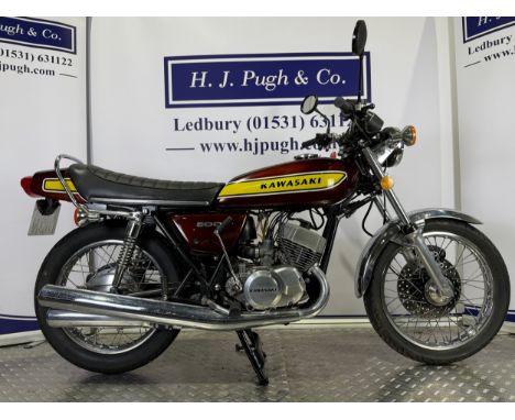Kawasaki H1 500 motorcycle. 1975. Engine No.113935. (Not on V5) Frame no. H1F43909. Comes with history files and receipts. Im