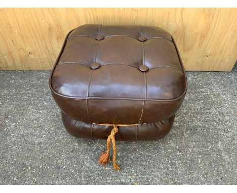 Vintage Vinyl Pouffe on Casters 