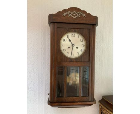 Oak Wall Clock with Key 