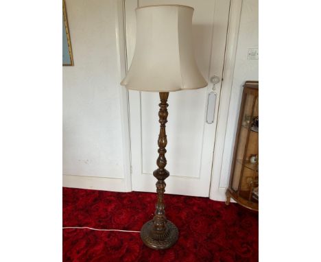 Carved Standard Lamp with Shade 