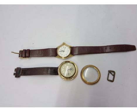 A vintage marked 9k cased wristwatch a/f - sold with a modern lady's Royal wristwatch