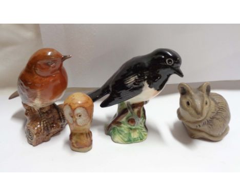 Two Beswick bird figurines comprising a stonechat and a robin - sold with a Poole Pottery Barbara Linley Adams mouse figurine