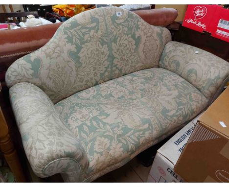 A 1.25m vintage camel back cottage settee, with printed upholstery, set on square legs