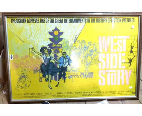 West Side Story: a framed vintage large format movie poster - faded - visible image 61cm X 96cm