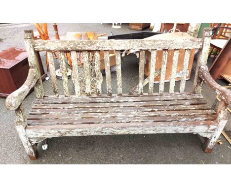 A wooden garden bench