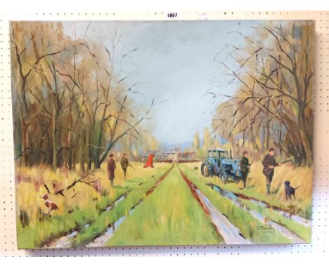 †R. Thomas: an unframed stretchered oil on canvas sporting picture entitled 'The Woodcock' - signed and inscribed verso - 60c