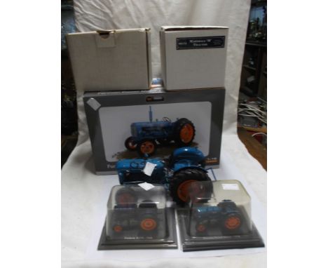 A large Universal Hobbies Fordson Power Major tractor model in its original packaging - sold with five other tractor models