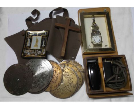 A small quantity of collectable items including Symphonium discs, vintage Shick Dry Shaver, etc.