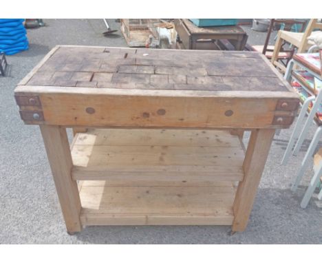 A vintage mixed wood butcher's block