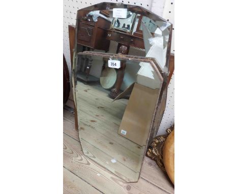 Two vintage frameless wall mirrors - sold with an Edwardian mirror from a dressing table