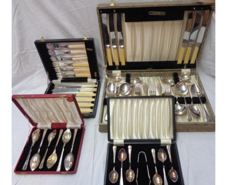 A vintage cased part set of silver plated cutlery - sold with three further cased sets of silver plated cutlery