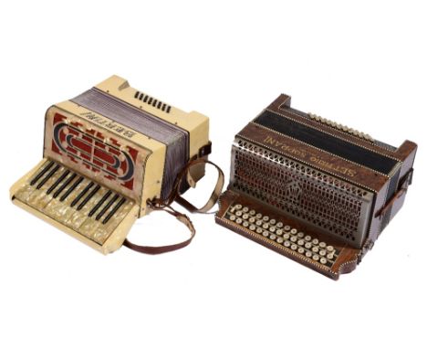 A SETTIMIO SOPRANI ITALIA PIANO ACCORDION in case; and a Bertini piano accordion, also in case (2)