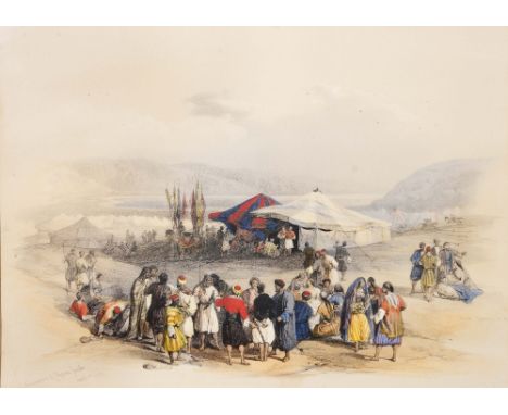 DAVID ROBERTS 'Encampment of Pilgrims, Jericho', 1839, hand tinted lithograph, 22.5 x 31.5 cm; and three other David Roberts 