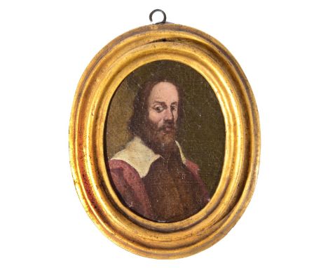 CONTINENTAL SCHOOL (LATE C17TH) Portrait of a bearded man, oil on canvas laid to board, possibly a fragment, (oval), 10.5 x 8