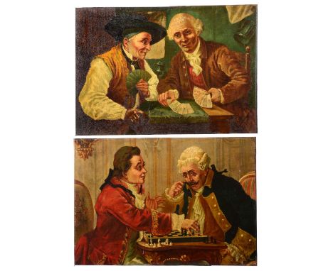 * VANDEMOORTELE (19TH CENTURY) 'The Card Players' and 'The Chess Players', a pair, each signed and dated 1894, oils on canvas