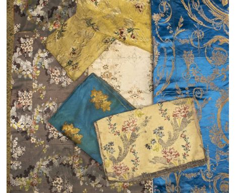 *Spitalfields. A cloth of silk brocade, early-mid 18th century,   woven with vertical sinuous floral branches in shades of or