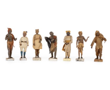 *Pal (Judunath, 1821-1920). A collection of 7 clay trade figures attributed to this modeller, circa 1860,  each finely modell