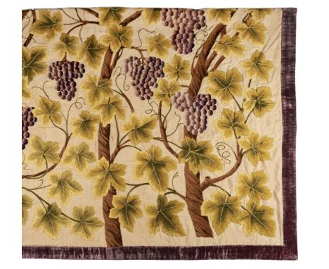 *Embroidered hanging. A large Art Nouveau wall hanging by Lucie Zelie Durnford, circa 1910,  depicting entwining vines with l