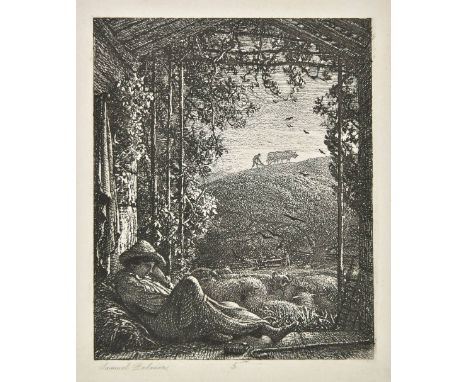 *Palmer (Samuel, 1805-1881). The Sleeping Shepherd, 1857,  etching on chine appliqu‚, with artist's name printed lower left a