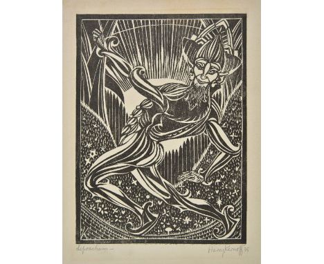 *Kernoff (Harry Aaron, 1900-1974). Leprechaun, 1935,  woodcut on wove paper, signed, titled and dated in pencil, short closed