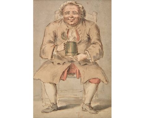 *Boitard (Louis Philippe, active 1734-1760). Caricature of a stout gentleman, pen, ink, and watercolour wash, on laid paper, 