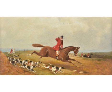 *English School. Hunting Scenes, circa 1880s,  a pair of oils on canvas, apparently unsigned, relined, 34.5 x 65 cm (13.5 x 2