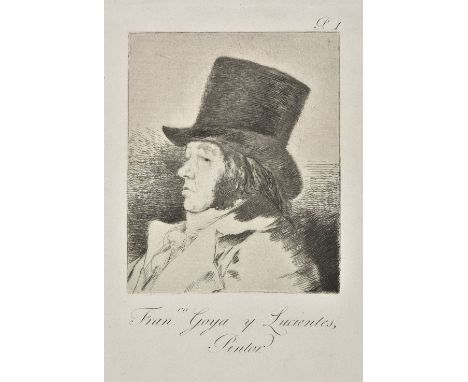 *Goya (Francisco de, 1746-1828). Self Portrait, (Plate 1 from Los Caprichos), 2nd edition of circa 1855,  etching with aquati