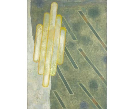*@Clough (Prunella, 1919-1999). Chimes, 1991,  oil on canvas, signed to reverse of canvas, 76 x 56 cm (30 x 22 ins), framed, 