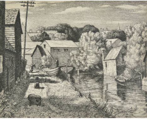 *@Drury (Paul, 1903-1987). Canal Scene, Bishop's Stortford, 1936,  etching on pale cream wove paper, plate size 16 x 19.7 cm 