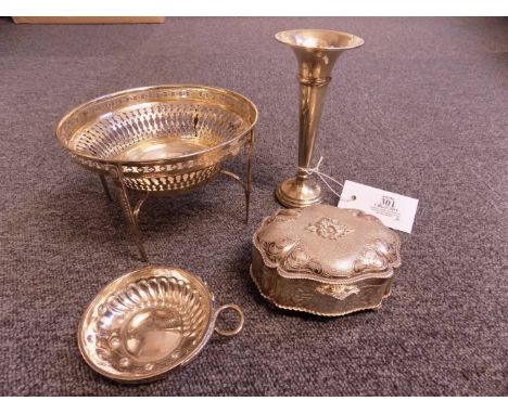 *Mixed Silver. A silver bon-bon dish by Asprey &amp; Co Ltd, London 1912, of circular form with pierced decoration on four ta