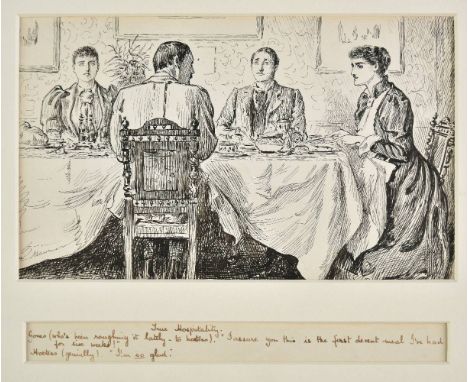 *Du Maurier (George Louis Palmella Busson, 1834-1896). True Hospitality,  pen and ink on paper, signed lower left and inscrib