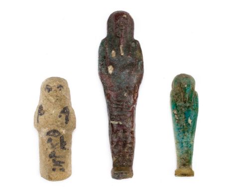 *Ancient Egypt. Ptolemaic, dark red Shabti,  the mummiform figure modelled wearing tripartite wig, long beard, crossed arms o