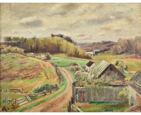 *Speicher (Eugene Edward, 1883-1962). Autumn Landscape with Farmstead,  oil on canvas, signed, lower right, 45 x 57cm (17.75 