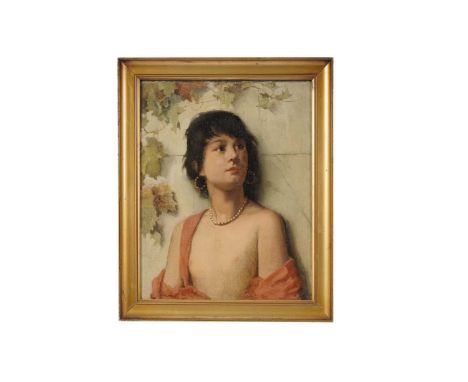 19th Century ContinentalPortrait of a Young Girl with Gold Jewellery,oil on canvas,40.5 x 31.5cms, in frame.