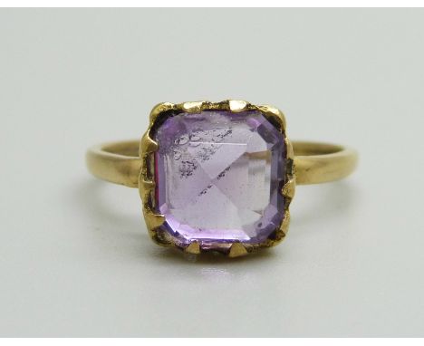 A 22ct gold and amethyst ring, a/f, 3.8g, P 