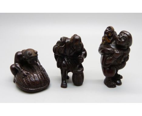 Three carved netsuke 