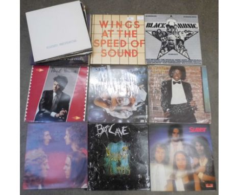 A collection of LP records, An Anta, George Michael, Billy Ocean, Diana Ross, Billy Joel, Meatloaf, Beach Boys, INXS, Bat Cav